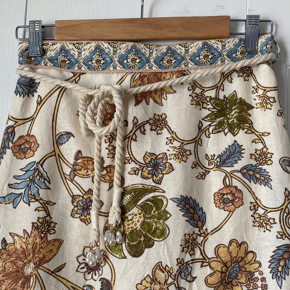 House of Harlow 1960 Floral Midi Skirt - Cream, Blue, Brown Size XS - Picture 3 of 16